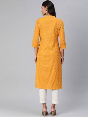 Mustard woven cotton cotton-kurtis 2