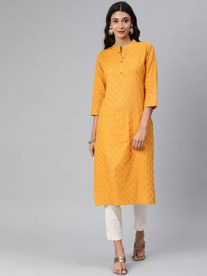 Mustard woven cotton cotton-kurtis 4