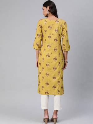 Mustard woven cotton cotton-kurtis 2