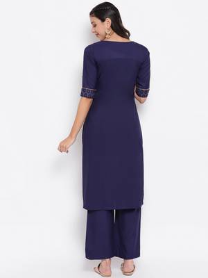 Navy-blue printed crepe salwar 3