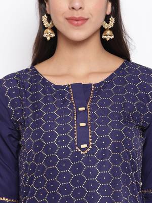 Navy-blue printed crepe salwar 4