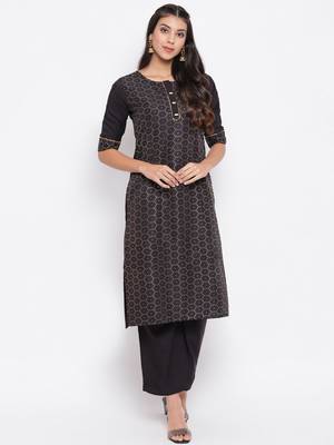Black printed crepe salwar 1