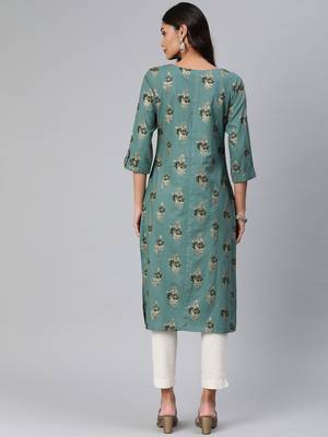 Green woven cotton cotton-kurtis 2