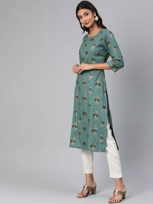 Green woven cotton cotton-kurtis 3