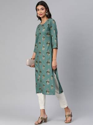 Green woven cotton cotton-kurtis 4