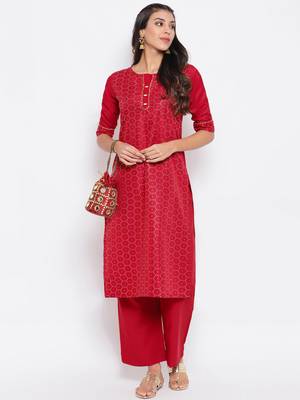 Red printed crepe salwar 1