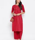 Red printed crepe salwar