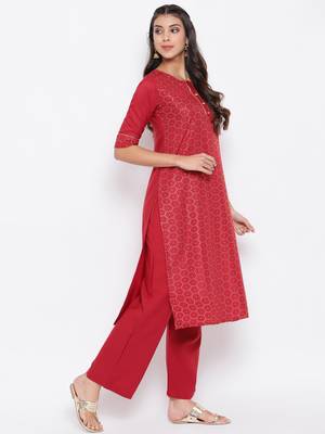Red printed crepe salwar 2