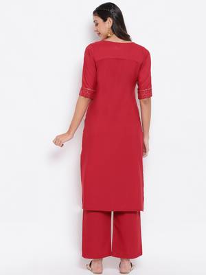 Red printed crepe salwar 3