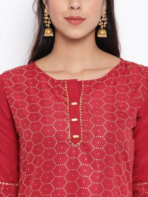 Red printed crepe salwar 4