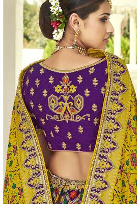 Purple embroidered jacquard semi stitched lehenga 3
