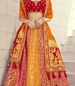 Multicolor embroidered jacquard semi stitched lehenga