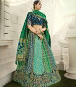 Multicolor embroidered jacquard semi stitched lehenga