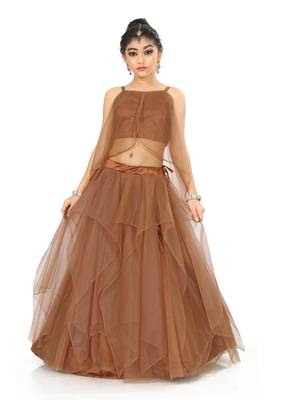 Kids Brown Readymade Wedding Wear Lehenga Choli 1