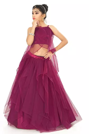 Kids Bit Satin With Net Lehenga Choli For Girls 