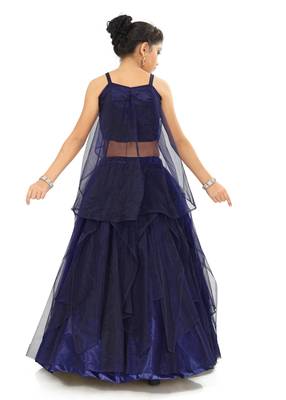 Kids Blue Net With Satin Lehenga Choli  4