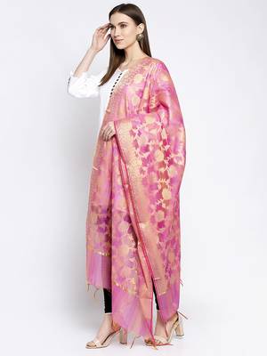 Aujjessa Pink Gold Banarasi Dupatta 2