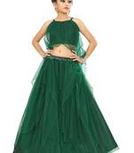 Kids Green Net With Satin Lehenga Choli For Girls
