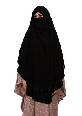 JSDC Women Daily Wear 4 Layer Bubble Georgette Long Instant Hijab Style Veil Niqab 2