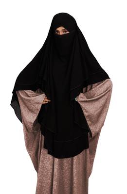 JSDC Women Daily Wear 4 Layer Bubble Georgette Long Instant Hijab Style Veil Niqab 3