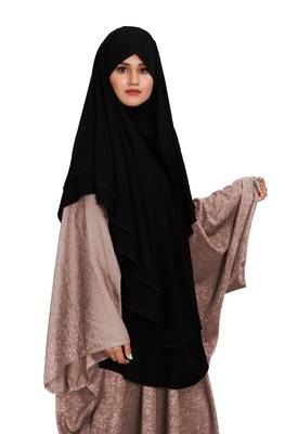 JSDC Women Daily Wear 4 Layer Bubble Georgette Long Instant Hijab Style Veil Niqab 4