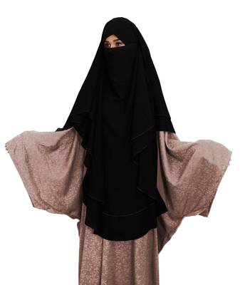 JSDC Women Daily Wear 4 Layer Bubble Georgette Long Instant Hijab Style Veil Niqab 5