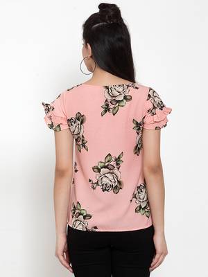 Peach printed modal party-tops 4