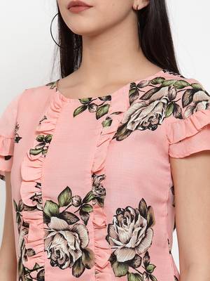 Peach printed modal party-tops 5