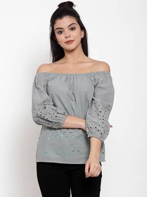 Green plain cotton party-tops 1