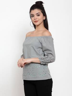 Green plain cotton party-tops 2