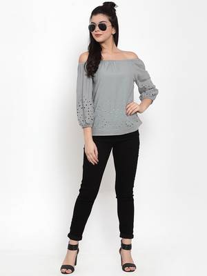Green plain cotton party-tops 3