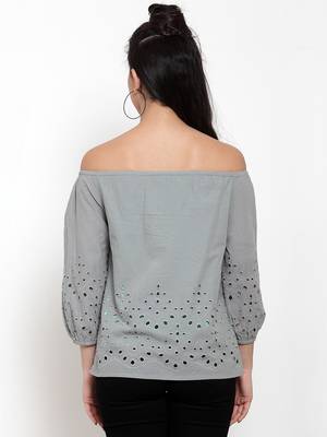 Green plain cotton party-tops 4