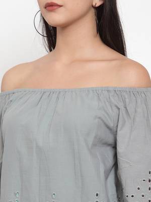 Green plain cotton party-tops 5