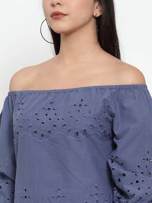 Navy-blue plain cotton party-tops 5