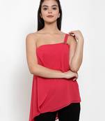 Pink plain georgette party-tops