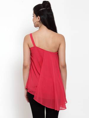 Pink plain georgette party-tops 4