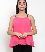 Pink plain georgette party-tops
