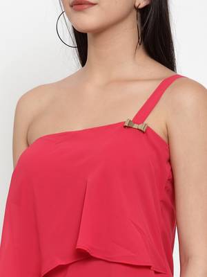 Pink plain georgette party-tops 5