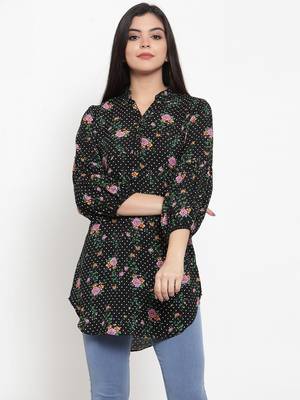 Black printed crepe party-tops 1