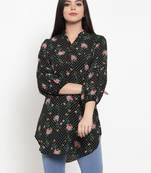 Black printed crepe party-tops