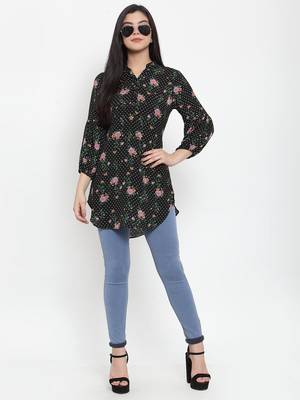 Black printed crepe party-tops 3