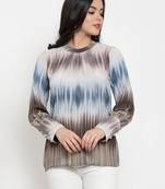 White printed crepe party-tops