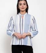 White printed crepe party-tops