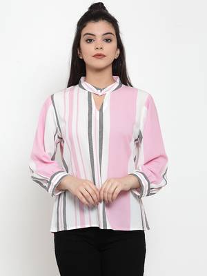 White printed crepe party-tops 1