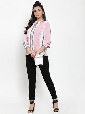 White printed crepe party-tops 3