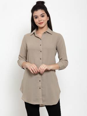 Brown plain crepe party-tops 1
