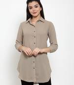 Brown plain crepe party-tops