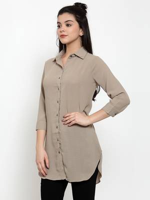 Brown plain crepe party-tops 2