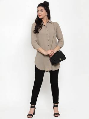 Brown plain crepe party-tops 3