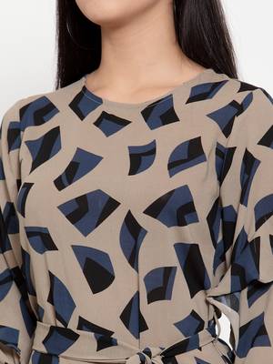 Brown printed crepe party-tops 5